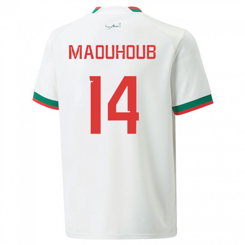 Mujer Camiseta Marruecos El Mehdi Maouhoub #14 Blanco 2ª Equipación 22-24 La Camisa Chile