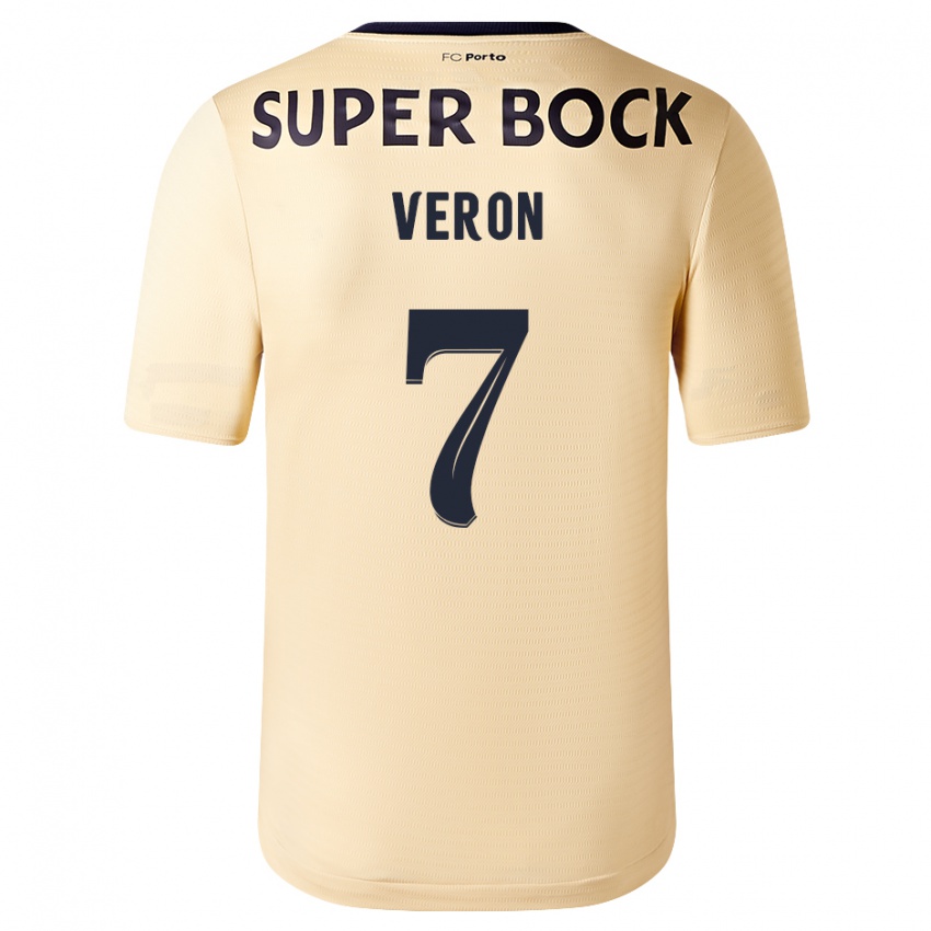 Niño Camiseta Gabriel Veron #7 Beige-Dorado 2ª Equipación 2023/24 La Camisa Chile