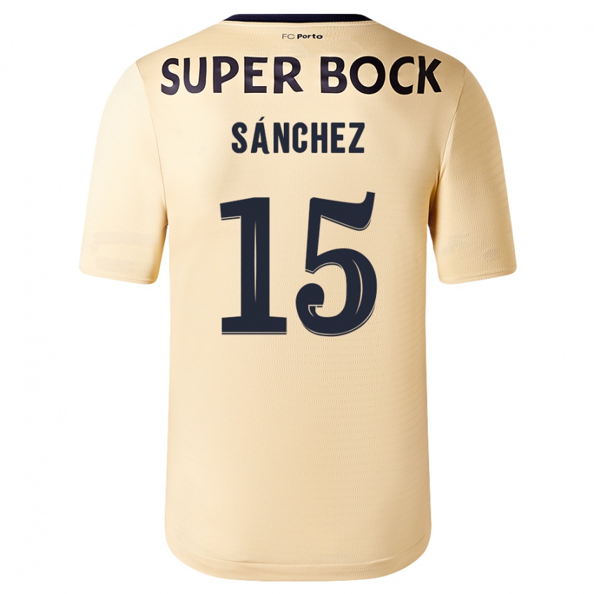 Niño Camiseta Jorge Sanchez #15 Beige-Dorado 2ª Equipación 2023/24 La Camisa Chile