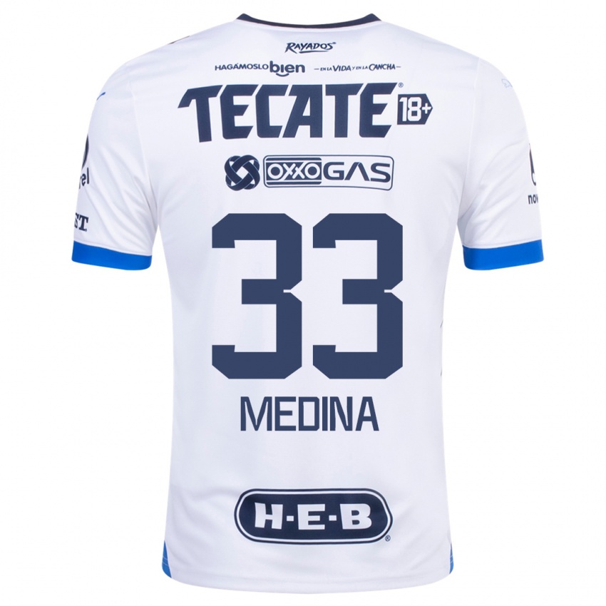 Niño Camiseta Stefan Medina #33 Blanco 2ª Equipación 2023/24 La Camisa Chile