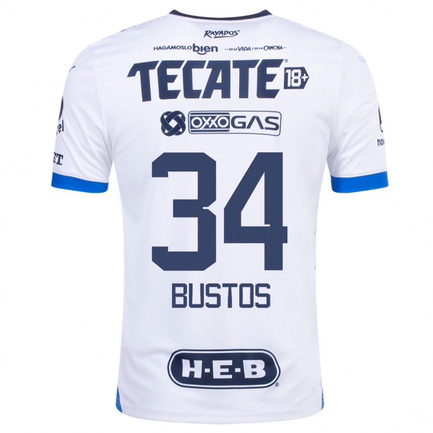 Niño Camiseta César Bustos #34 Blanco 2ª Equipación 2023/24 La Camisa Chile