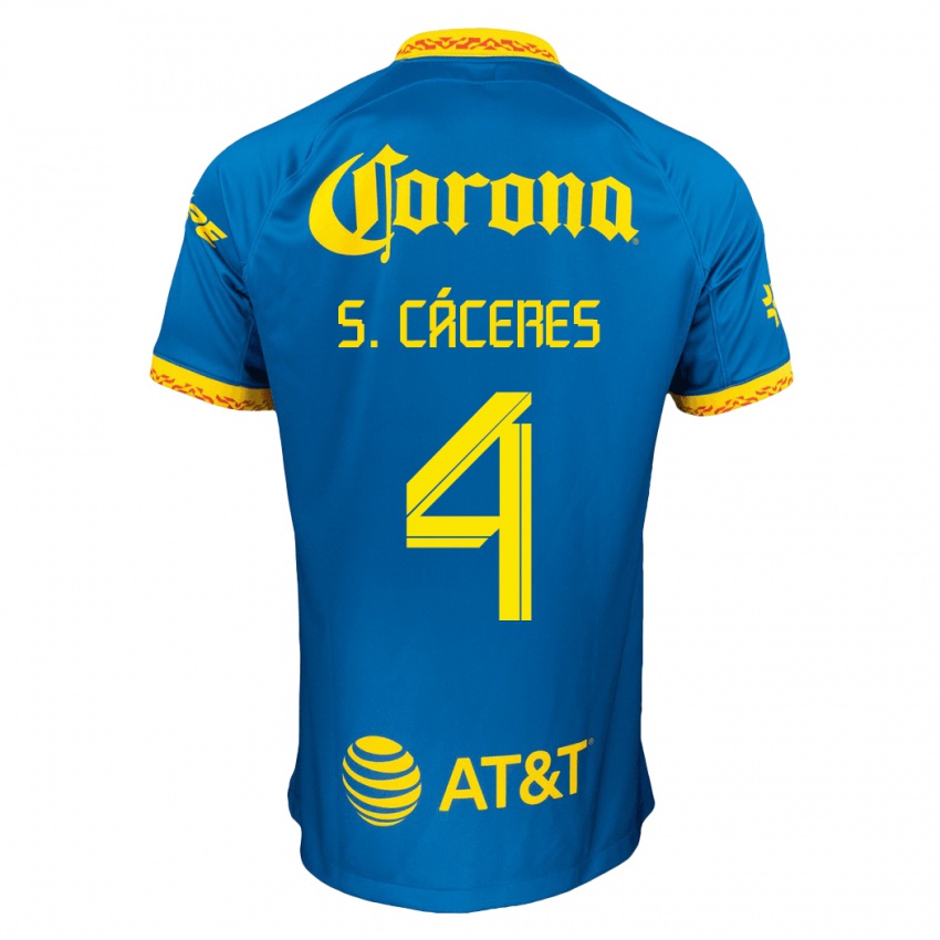 Niño Camiseta Sebastian Caceres #4 Azul 2ª Equipación 2023/24 La Camisa Chile