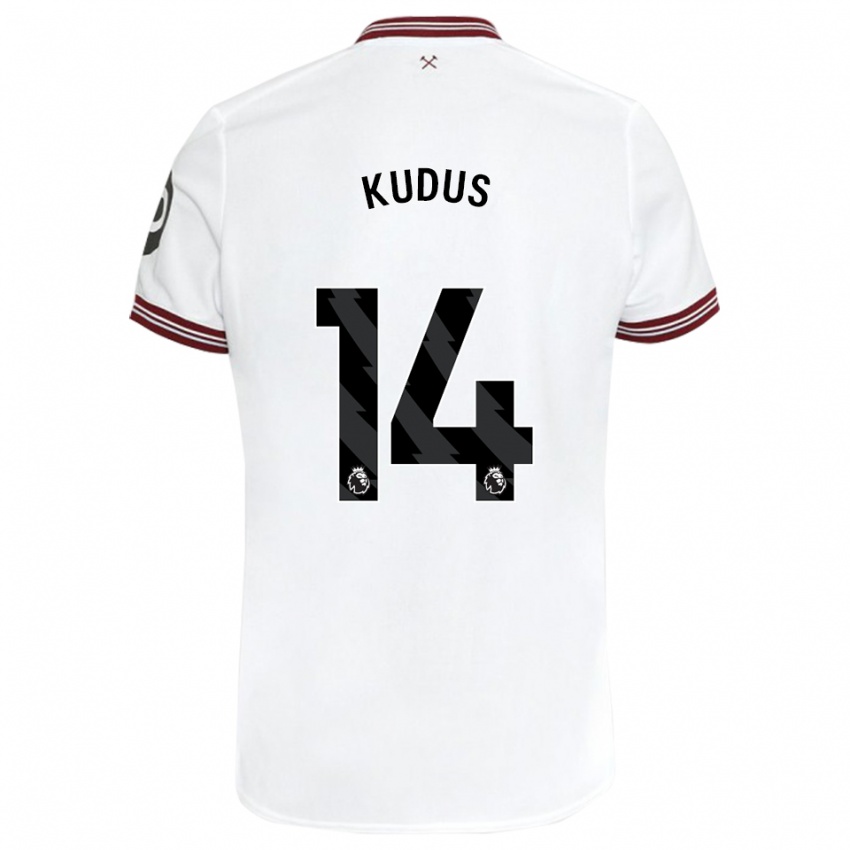 Hombre Camiseta Mohammed Kudus #14 Blanco 2ª Equipación 2023/24 La Camisa Chile