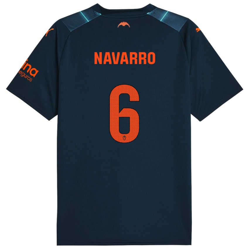Hombre Camiseta Javi Navarro #6 Azul Marino 2ª Equipación 2023/24 La Camisa Chile