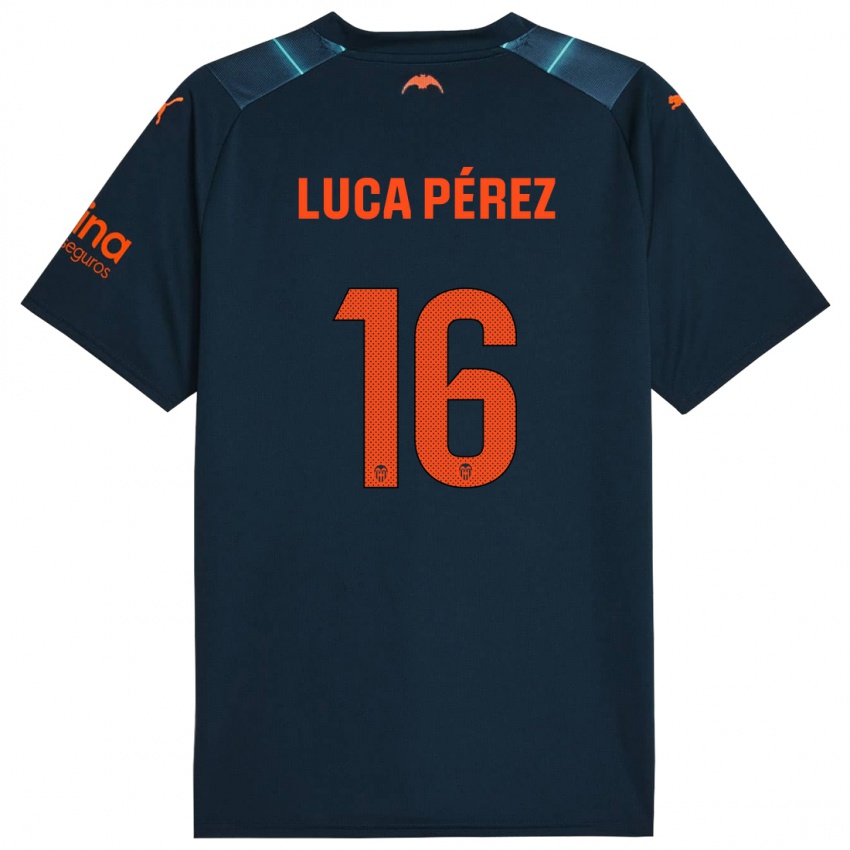 Hombre Camiseta Simón Luca Pérez #16 Azul Marino 2ª Equipación 2023/24 La Camisa Chile