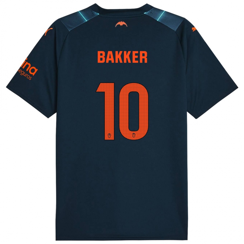 Hombre Camiseta Linda Bakker #10 Azul Marino 2ª Equipación 2023/24 La Camisa Chile