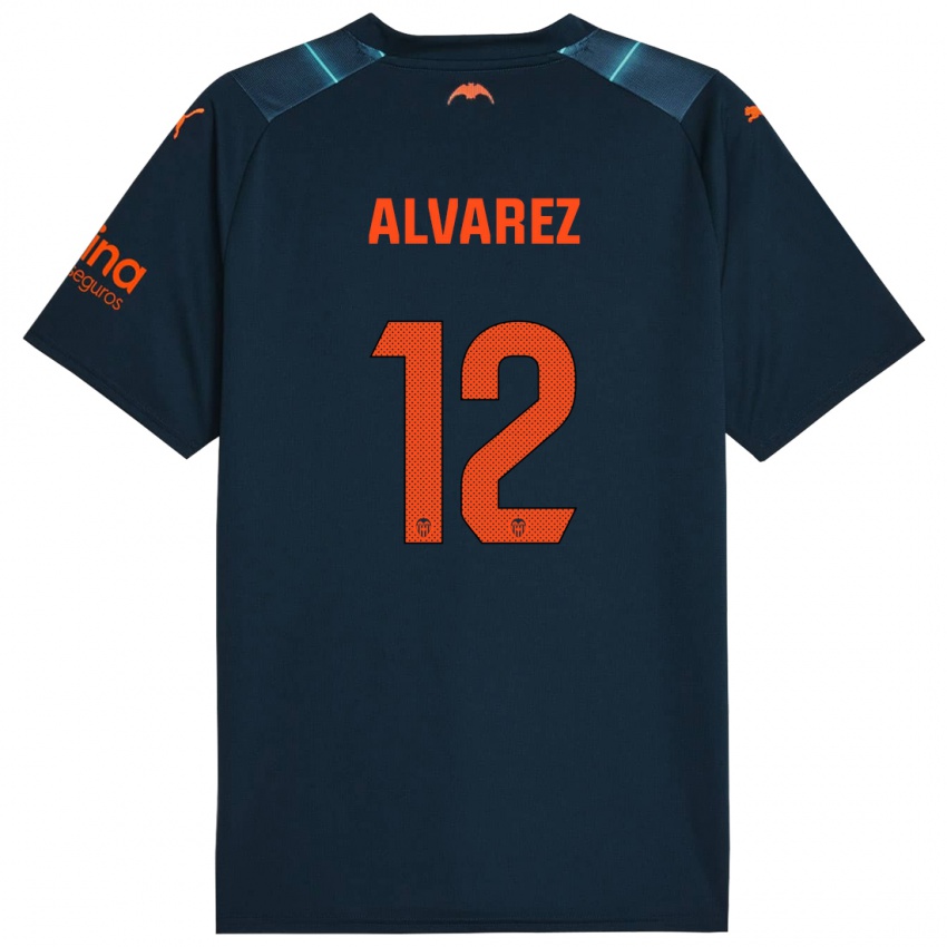 Hombre Camiseta Sofia Alvarez #12 Azul Marino 2ª Equipación 2023/24 La Camisa Chile