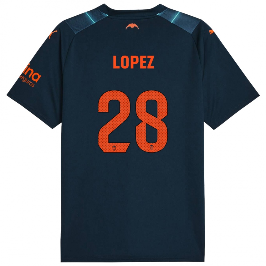 Hombre Camiseta Saray Lopez #28 Azul Marino 2ª Equipación 2023/24 La Camisa Chile