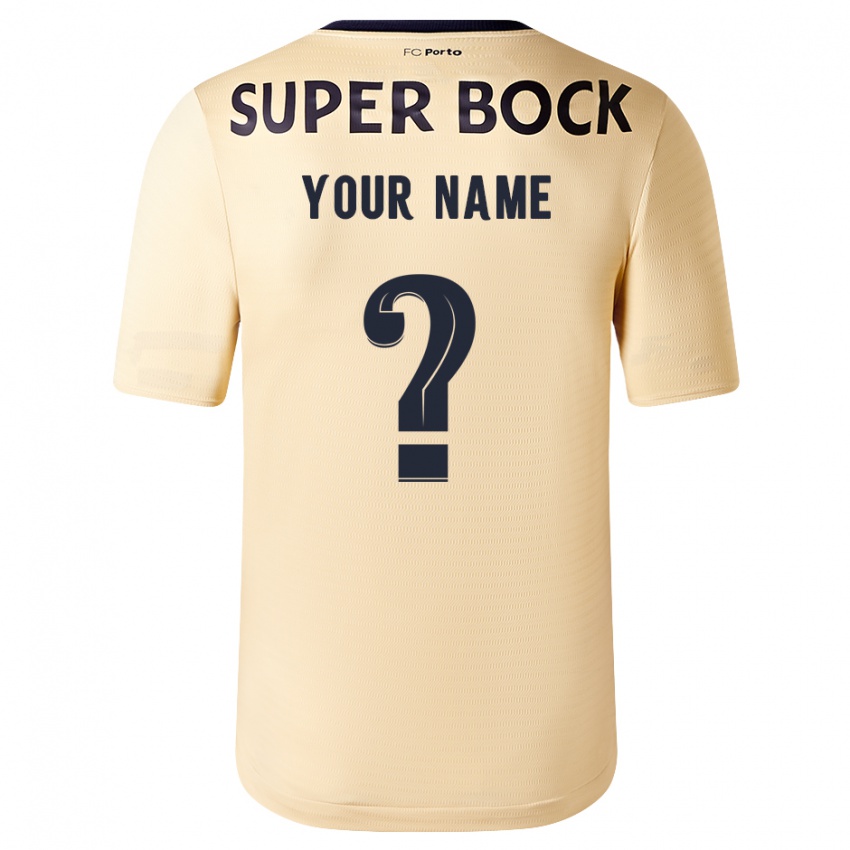 Hombre Camiseta Su Nombre #0 Beige-Dorado 2ª Equipación 2023/24 La Camisa Chile