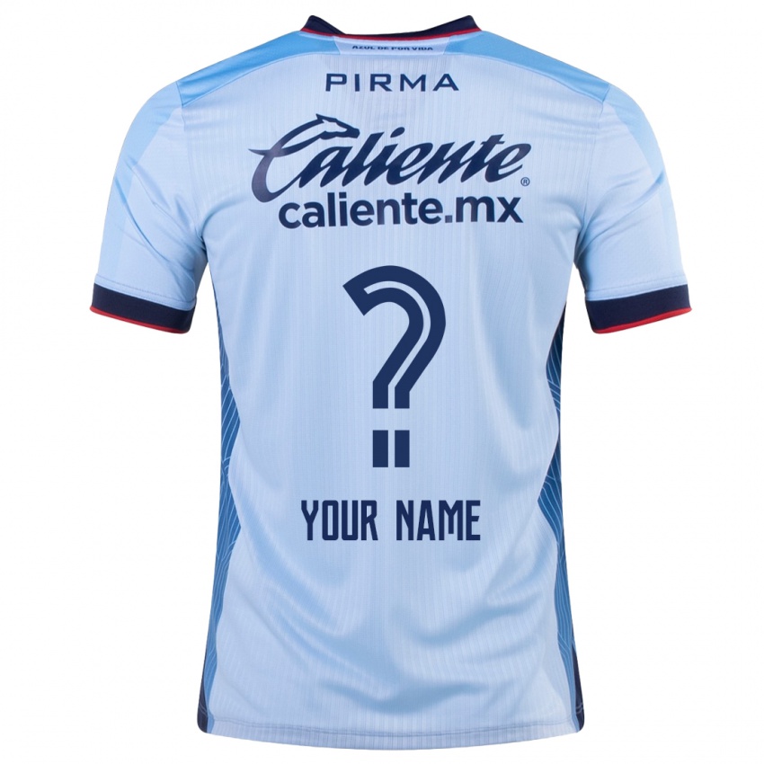 Hombre Camiseta Su Nombre #0 Cielo Azul 2ª Equipación 2023/24 La Camisa Chile