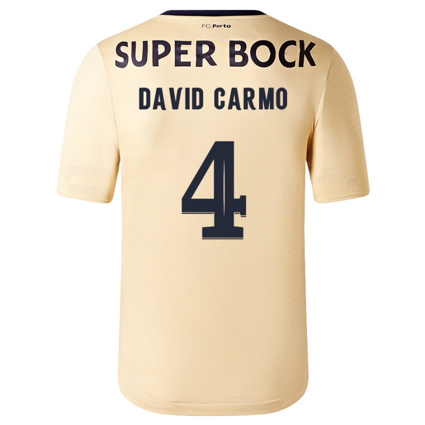 Mujer Camiseta David Carmo #4 Beige-Dorado 2ª Equipación 2023/24 La Camisa Chile