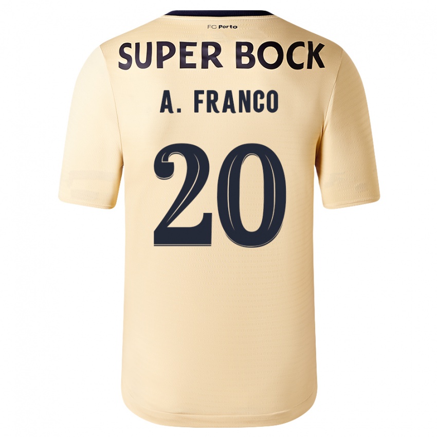Mujer Camiseta André Franco #20 Beige-Dorado 2ª Equipación 2023/24 La Camisa Chile