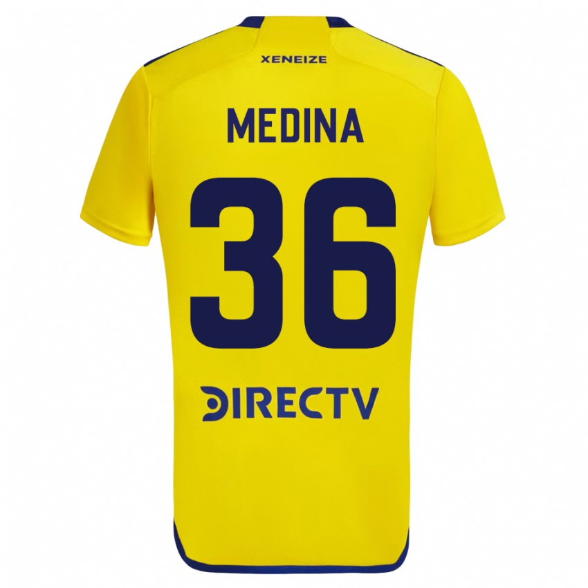 Mujer Camiseta Cristian Medina #36 Amarillo 2ª Equipación 2023/24 La Camisa Chile