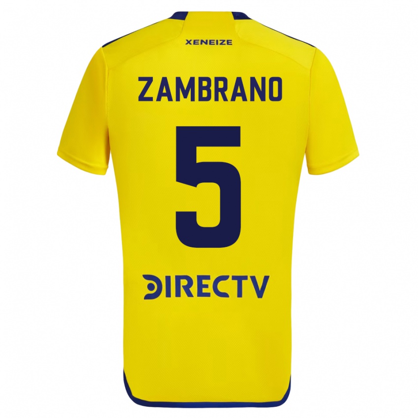 Mujer Camiseta Carlos Zambrano #5 Amarillo 2ª Equipación 2023/24 La Camisa Chile