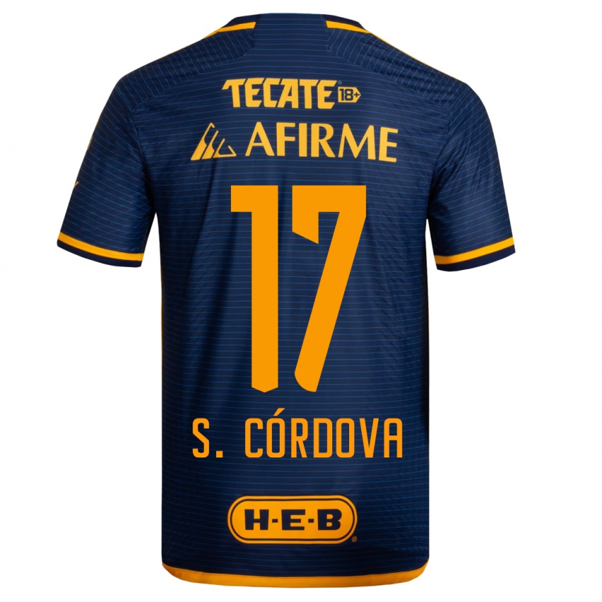 Mujer Camiseta Sebastian Cordova #17 Azul Oscuro 2ª Equipación 2023/24 La Camisa Chile