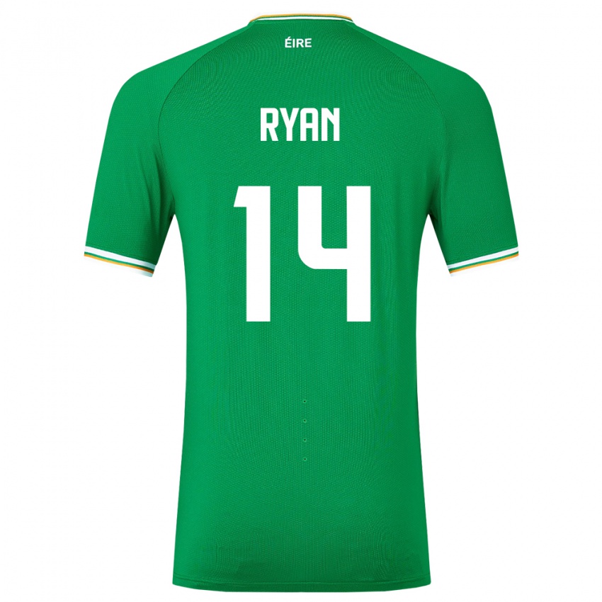 Niño Camiseta Irlanda John Ryan #14 Verde 1ª Equipación 24-26 La Camisa Chile