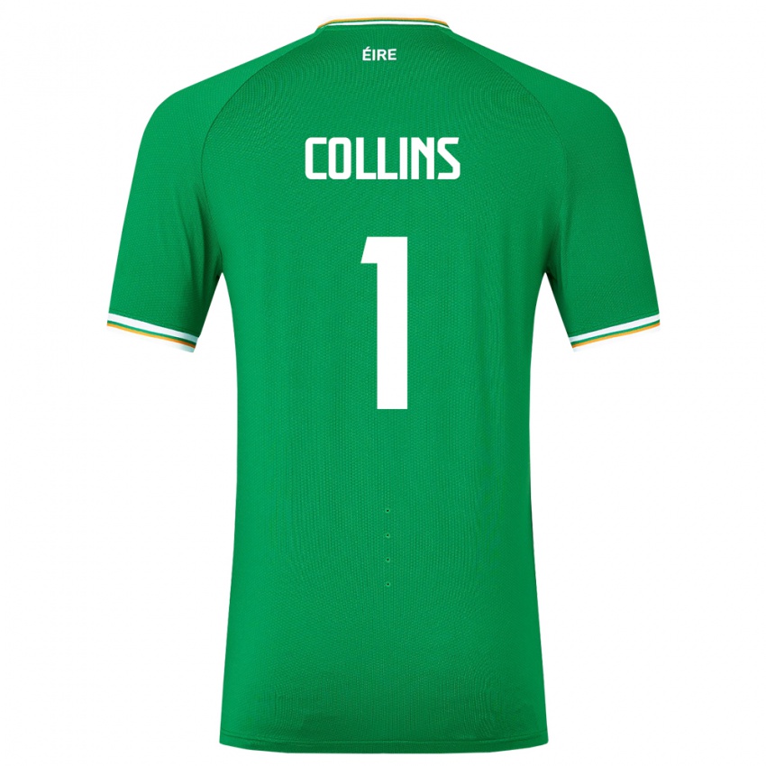 Niño Camiseta Irlanda Joe Collins #1 Verde 1ª Equipación 24-26 La Camisa Chile