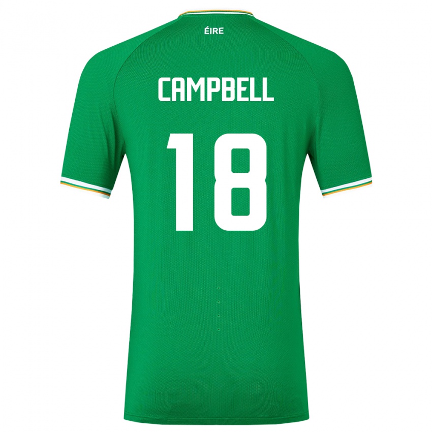 Niño Camiseta Irlanda Megan Campbell #18 Verde 1ª Equipación 24-26 La Camisa Chile