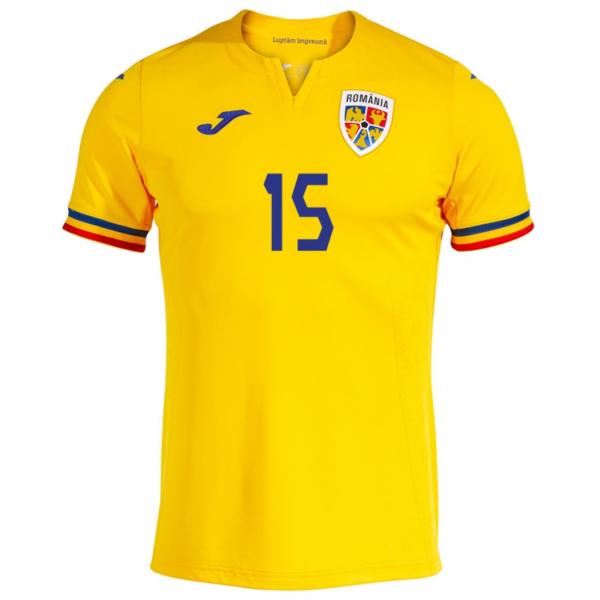 Niño Camiseta Rumania Cătălin Vulturar #15 Amarillo 1ª Equipación 24-26 La Camisa Chile