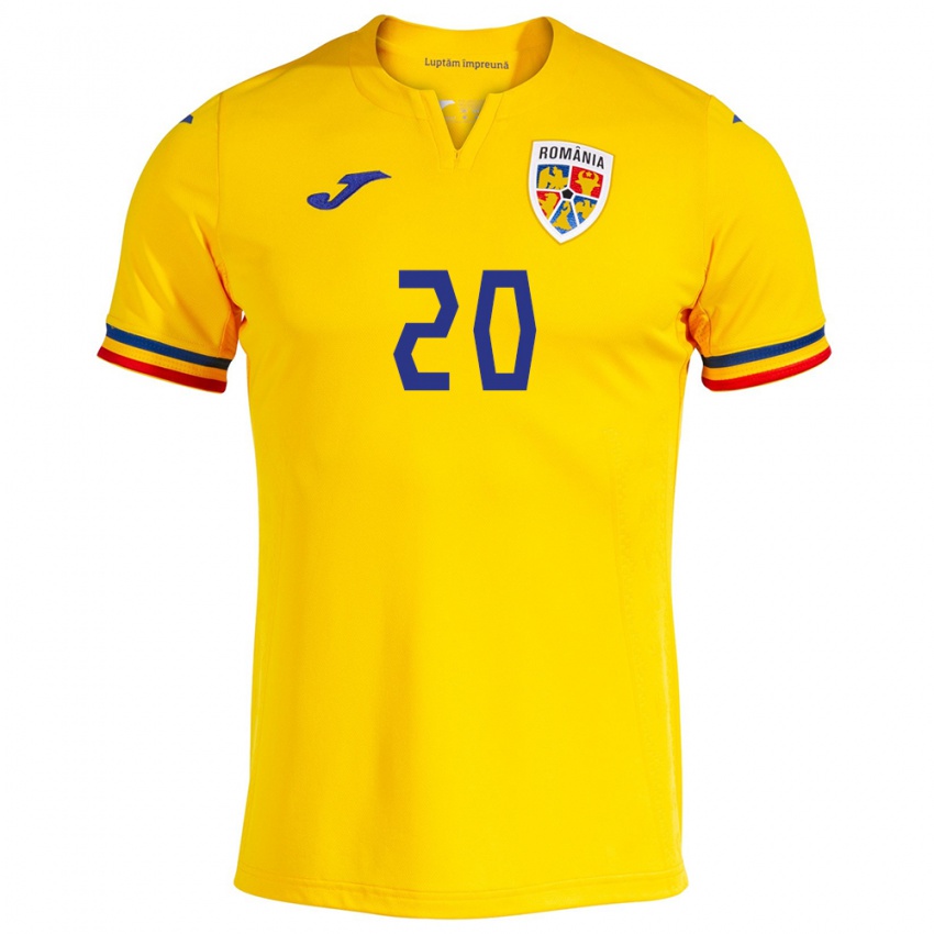 Niño Camiseta Rumania Rareș Burnete #20 Amarillo 1ª Equipación 24-26 La Camisa Chile