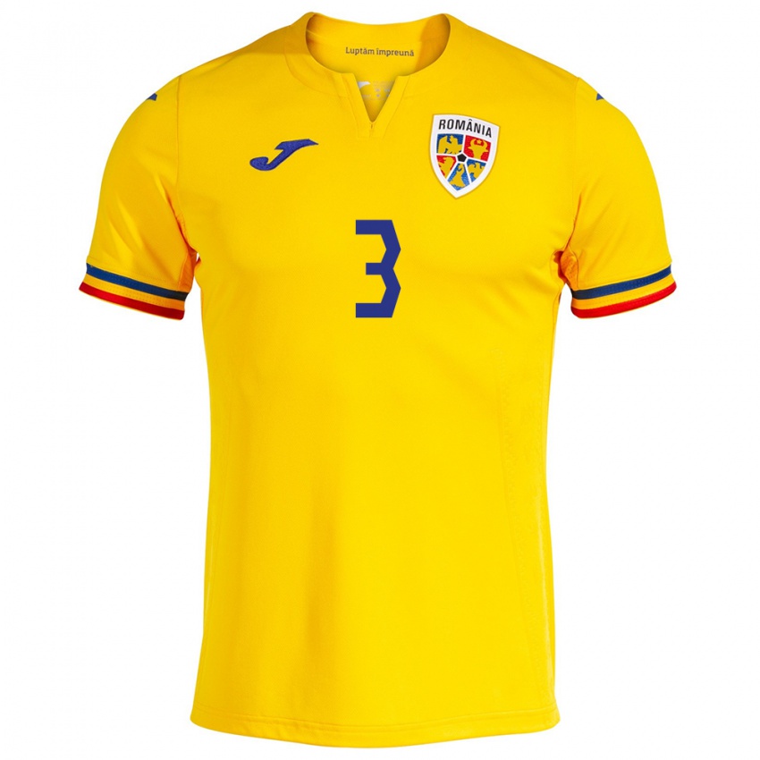 Niño Camiseta Rumania Alexandru Șuteu #3 Amarillo 1ª Equipación 24-26 La Camisa Chile