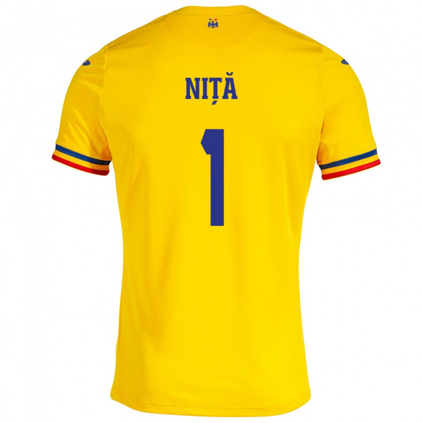 Niño Camiseta Rumania Florin Niță #1 Amarillo 1ª Equipación 24-26 La Camisa Chile