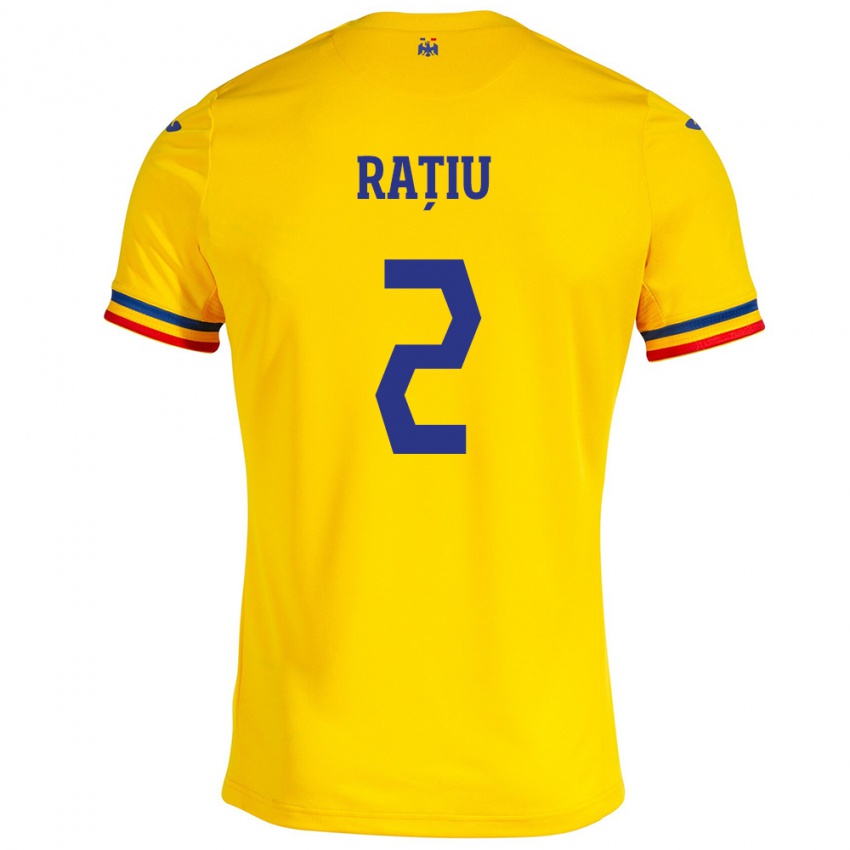 Niño Camiseta Rumania Andrei Rațiu #2 Amarillo 1ª Equipación 24-26 La Camisa Chile