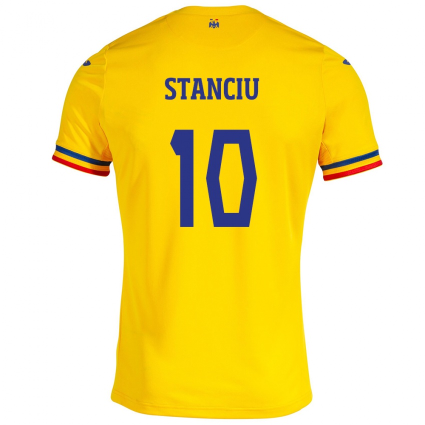 Niño Camiseta Rumania Nicolae Stanciu #10 Amarillo 1ª Equipación 24-26 La Camisa Chile