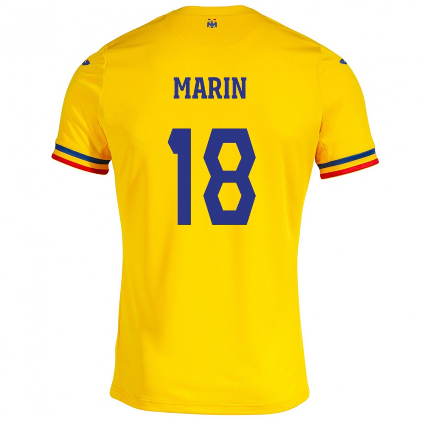 Niño Camiseta Rumania Răzvan Marin #18 Amarillo 1ª Equipación 24-26 La Camisa Chile