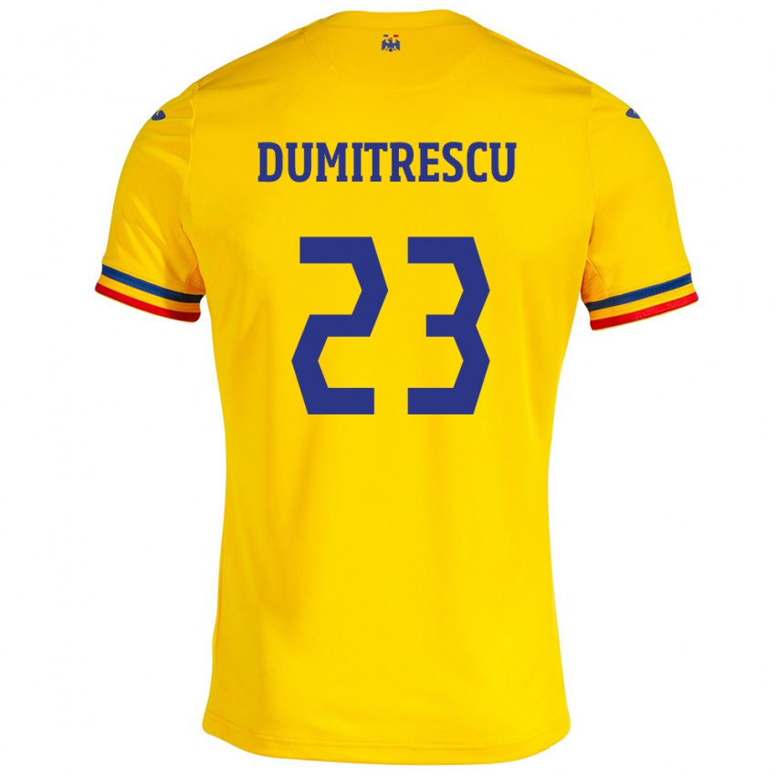 Niño Camiseta Rumania Andres Dumitrescu #23 Amarillo 1ª Equipación 24-26 La Camisa Chile