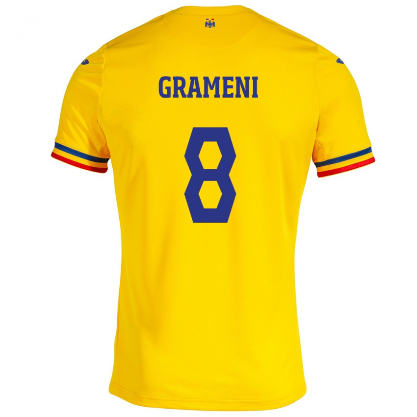 Niño Camiseta Rumania Constantin Grameni #8 Amarillo 1ª Equipación 24-26 La Camisa Chile