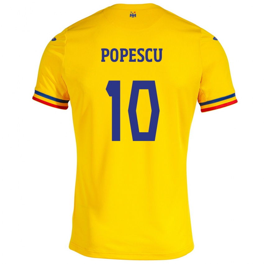 Niño Camiseta Rumania Octavian Popescu #10 Amarillo 1ª Equipación 24-26 La Camisa Chile