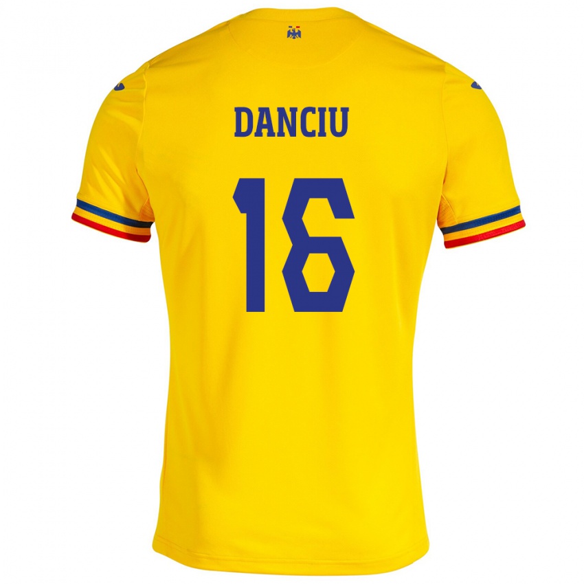 Niño Camiseta Rumania Marian Danciu #16 Amarillo 1ª Equipación 24-26 La Camisa Chile