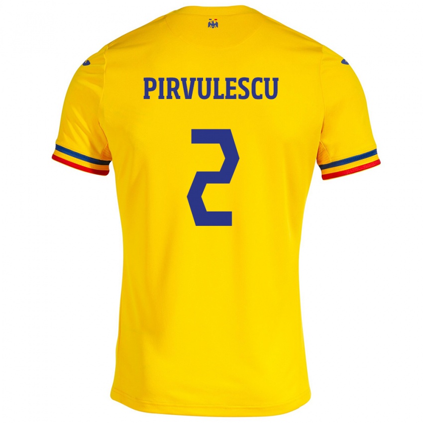 Niño Camiseta Rumania Sergiu Pîrvulescu #2 Amarillo 1ª Equipación 24-26 La Camisa Chile