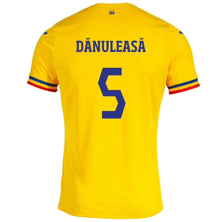 Niño Camiseta Rumania Gabriel Dănuleasă #5 Amarillo 1ª Equipación 24-26 La Camisa Chile