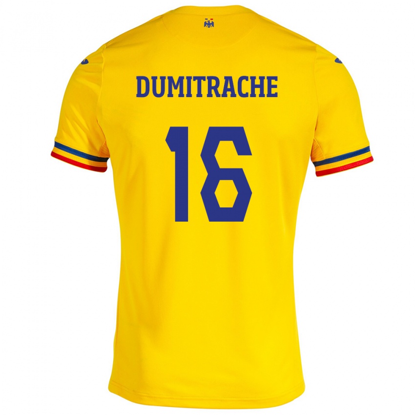 Niño Camiseta Rumania Valentin Dumitrache #16 Amarillo 1ª Equipación 24-26 La Camisa Chile