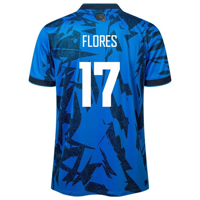 Niño Camiseta El Salvador Diego Flores #17 Azul 1ª Equipación 24-26 La Camisa Chile