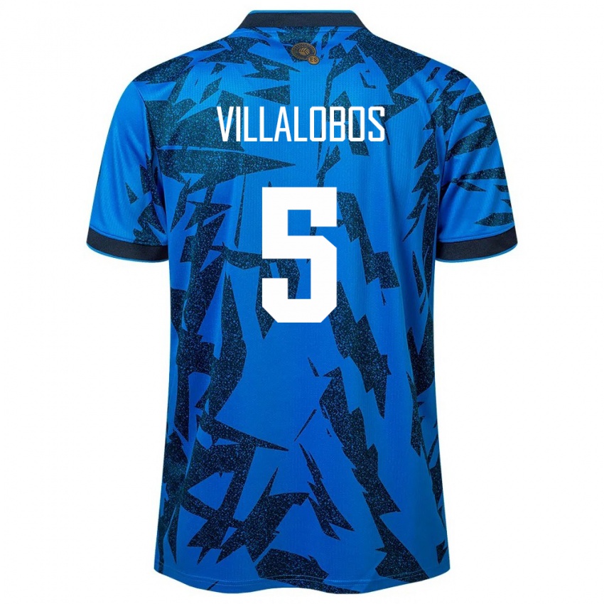 Niño Camiseta El Salvador Kristian Villalobos #5 Azul 1ª Equipación 24-26 La Camisa Chile