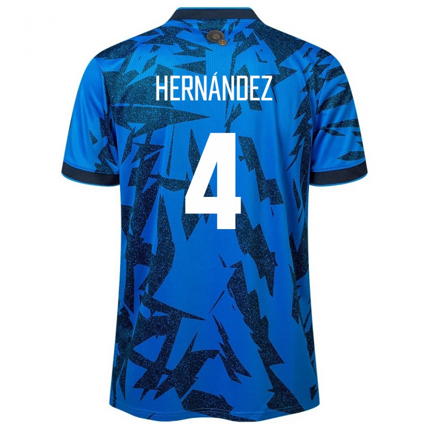 Niño Camiseta El Salvador Elaily Hernández #4 Azul 1ª Equipación 24-26 La Camisa Chile