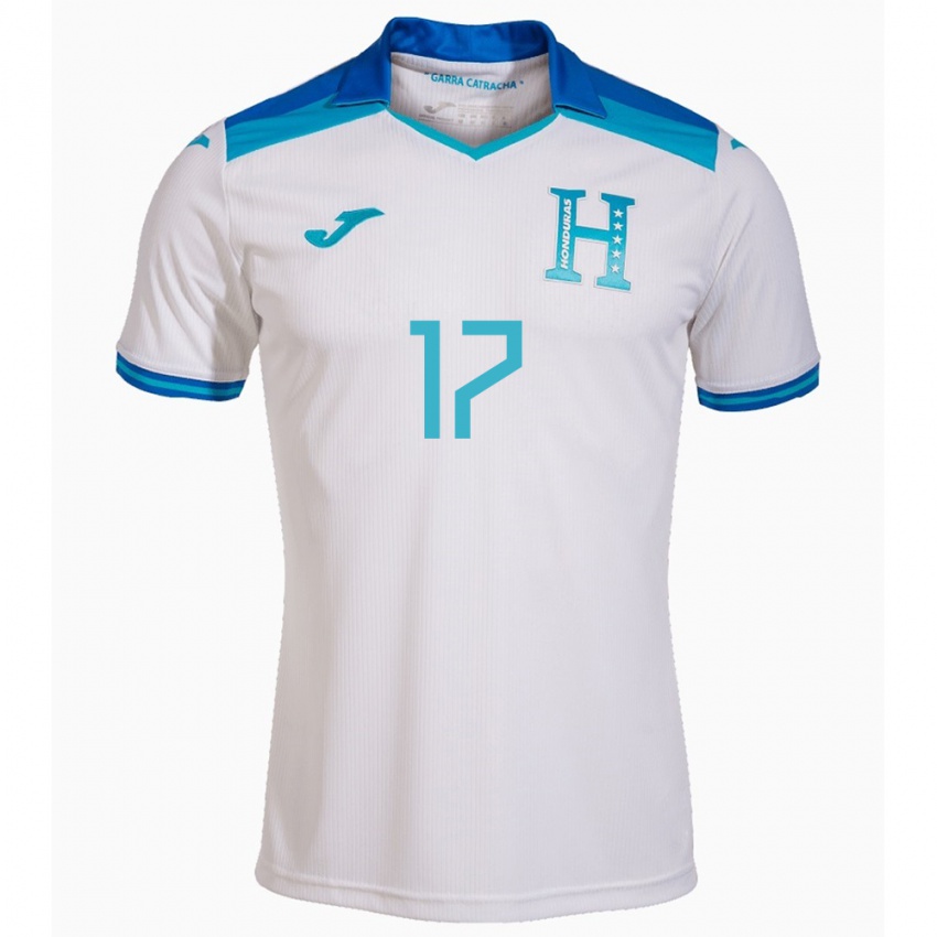 Niño Camiseta Honduras Johana Espinal #17 Blanco 1ª Equipación 24-26 La Camisa Chile