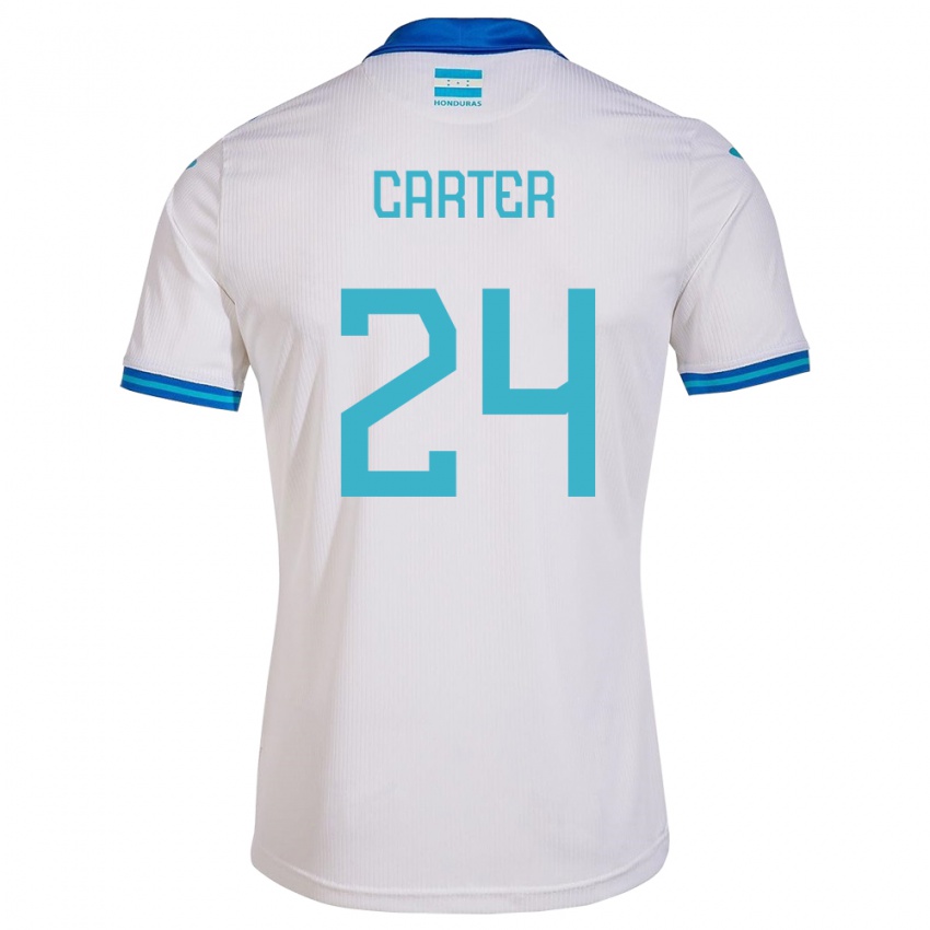 Niño Camiseta Honduras Daniel Carter #24 Blanco 1ª Equipación 24-26 La Camisa Chile