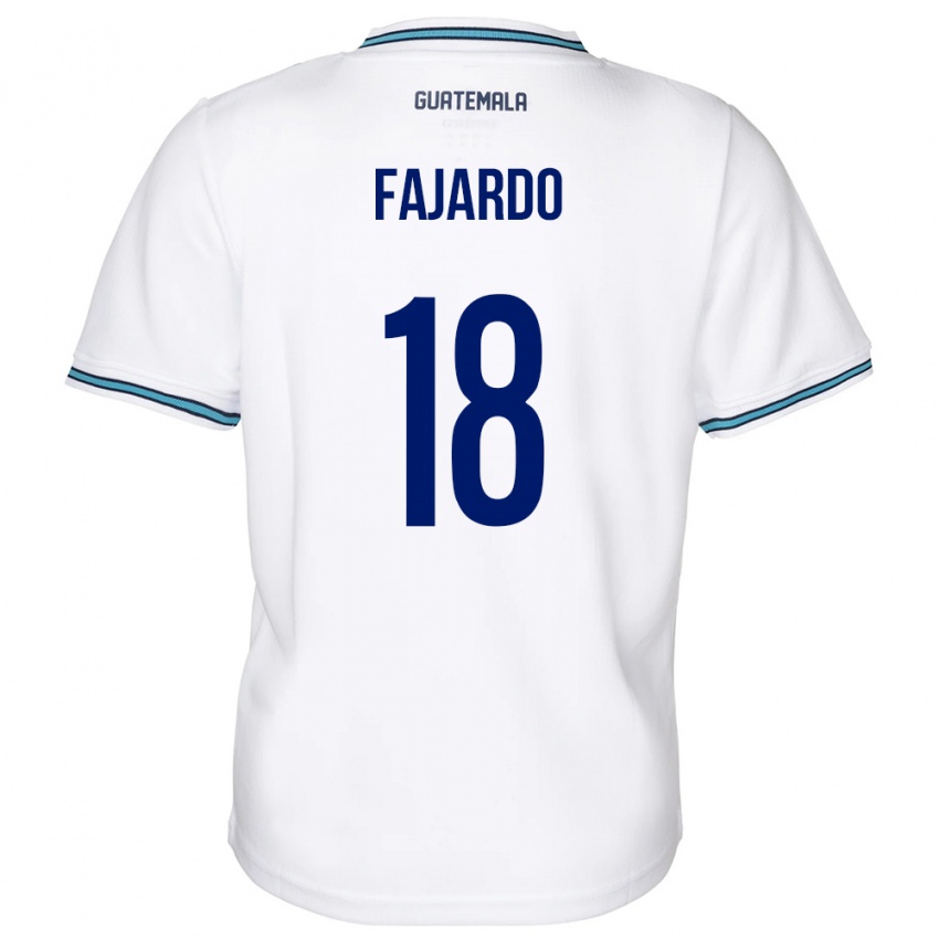 Niño Camiseta Guatemala William Fajardo #18 Blanco 1ª Equipación 24-26 La Camisa Chile