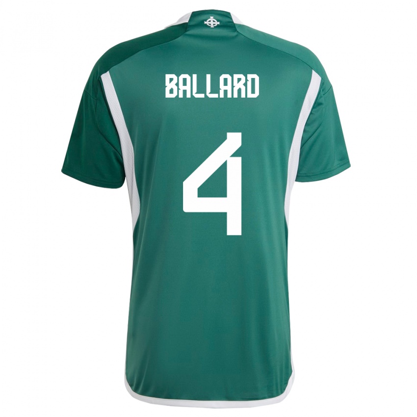 Niño Camiseta Irlanda Del Norte Daniel Ballard #4 Verde 1ª Equipación 24-26 La Camisa Chile