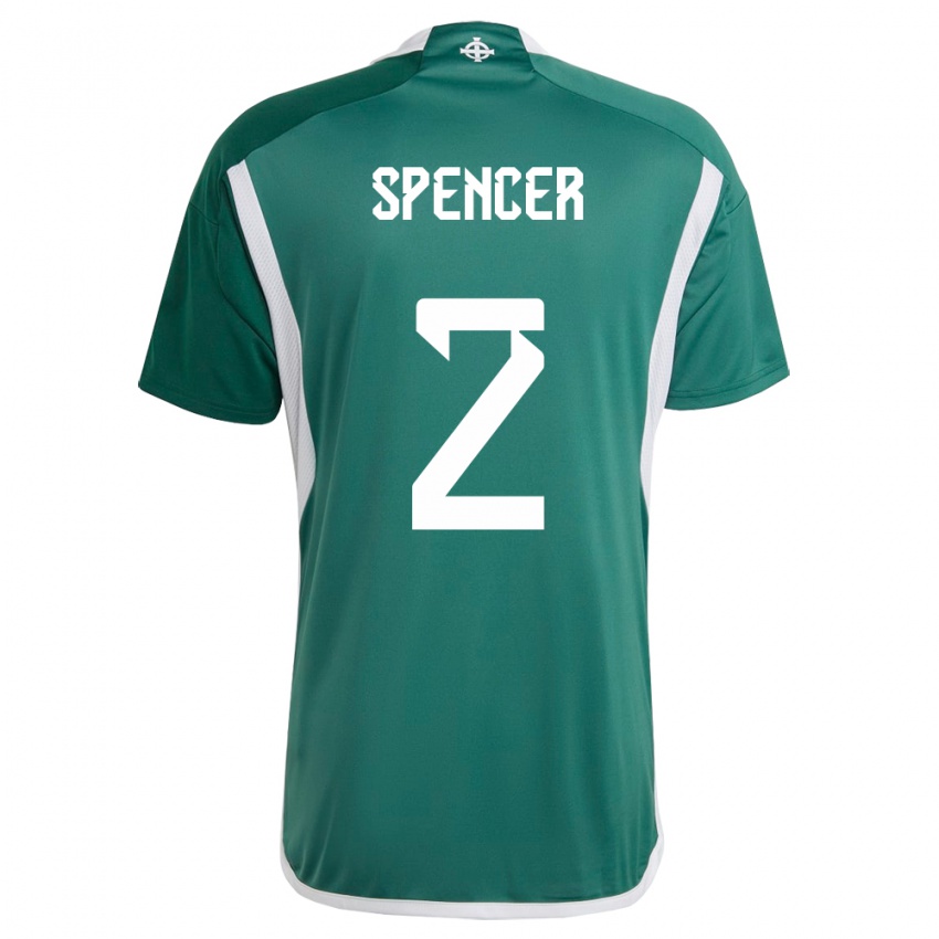 Niño Camiseta Irlanda Del Norte Brodie Spencer #2 Verde 1ª Equipación 24-26 La Camisa Chile