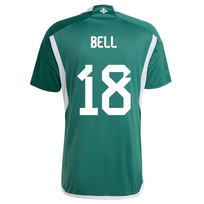 Niño Camiseta Irlanda Del Norte Megan Bell #18 Verde 1ª Equipación 24-26 La Camisa Chile