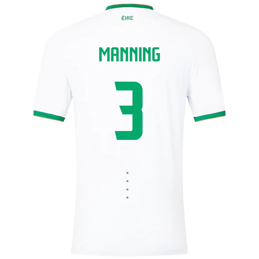 Niño Camiseta Irlanda Ryan Manning #3 Blanco 2ª Equipación 24-26 La Camisa Chile