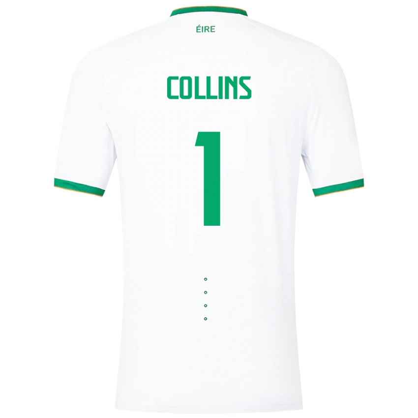 Niño Camiseta Irlanda Joe Collins #1 Blanco 2ª Equipación 24-26 La Camisa Chile