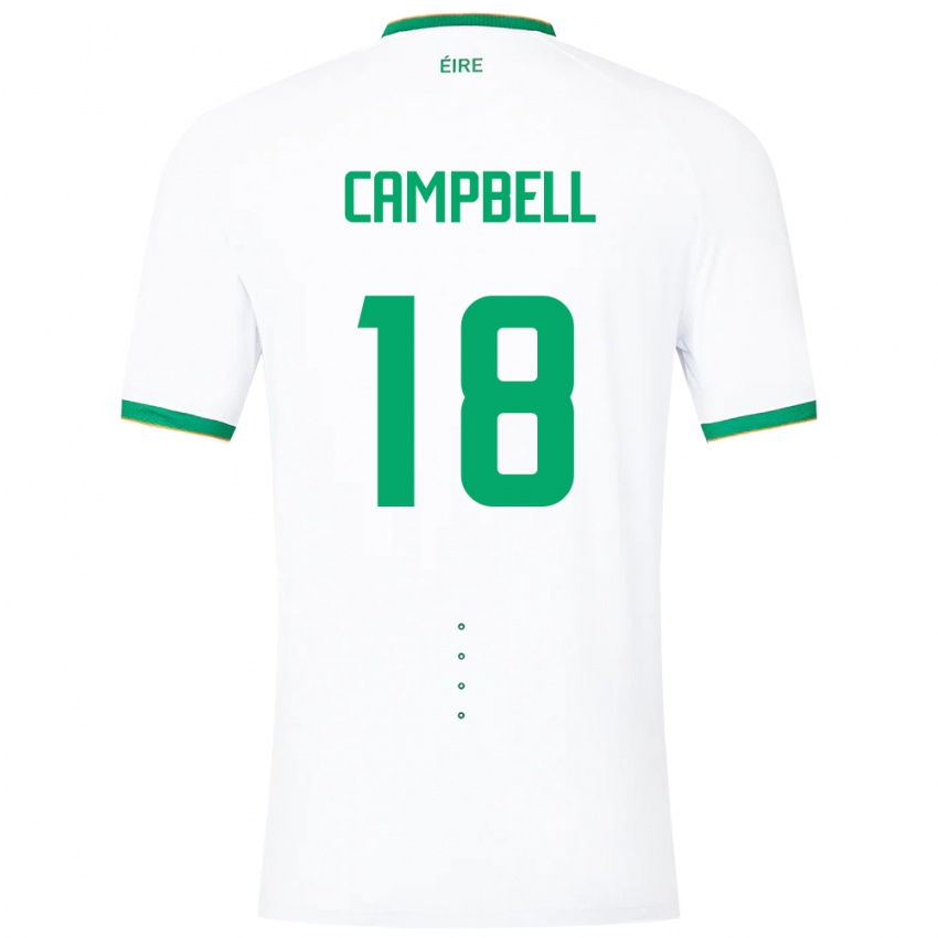 Niño Camiseta Irlanda Megan Campbell #18 Blanco 2ª Equipación 24-26 La Camisa Chile