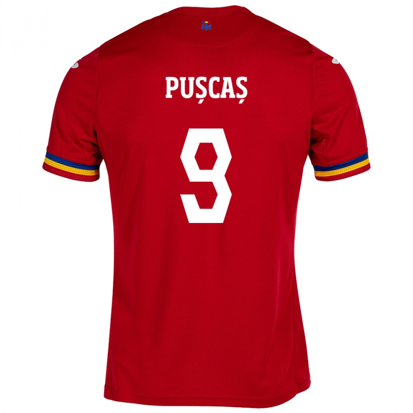 Niño Camiseta Rumania George Pușcaș #9 Rojo 2ª Equipación 24-26 La Camisa Chile