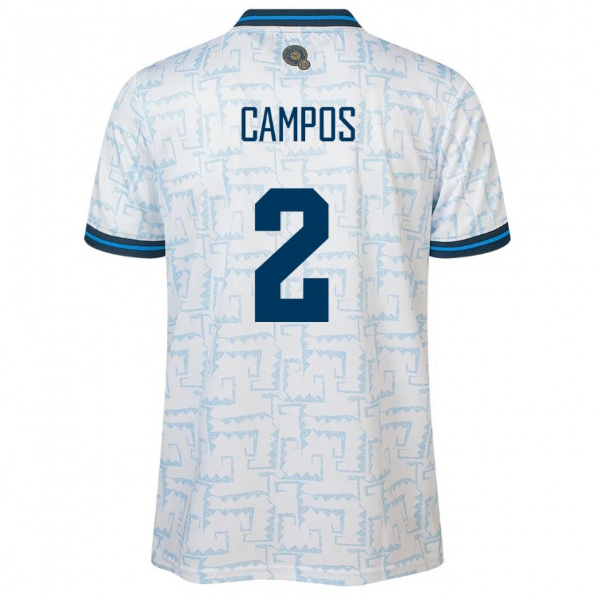 Niño Camiseta El Salvador Adonis Campos #2 Blanco 2ª Equipación 24-26 La Camisa Chile